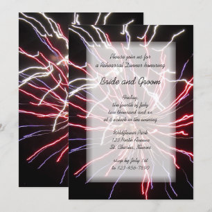 Fireworks Summer Wedding Rehearsal Dinner Invitation