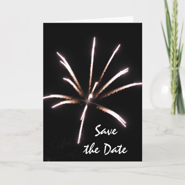 Fireworks Summer Wedding Save the Date Announcement (Front)