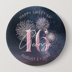 Fireworks Sweet 16 Midnight Blush ID984 10 Cm Round Badge
