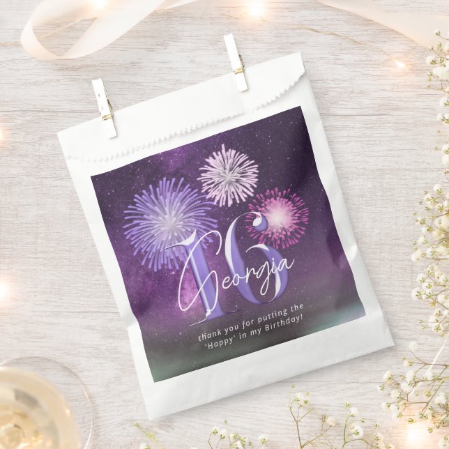Fireworks Sweet 16 Purple ID984 Favour Bags (Clipped)