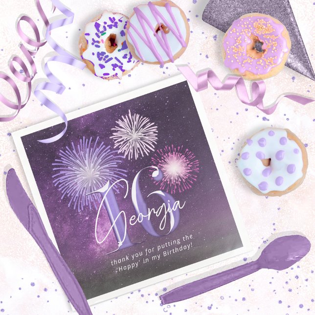 Fireworks Sweet 16 Purple ID984 Napkin (Creator Uploaded)