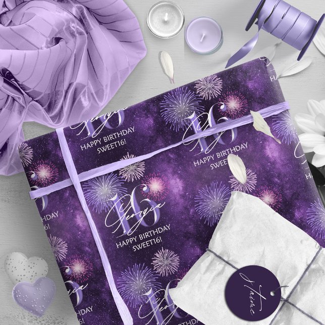 Fireworks Sweet 16 Purple ID984 Wrapping Paper (Creator Uploaded)