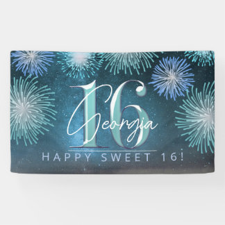 Fireworks Sweet 16 Teal ID984 Banner