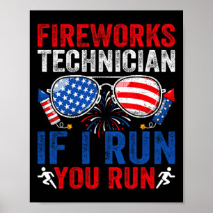Fireworks Technician Funny 4th Of July Sungles Men Poster