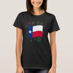 Fireworks Texas Flag Us State Proud Patriotic Texa T-Shirt