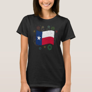 Fireworks Texas Flag Us State Usa Patriotic Texan  T-Shirt