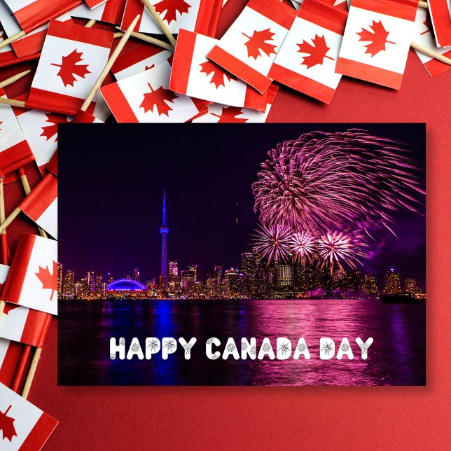Fireworks Toronto Skyline Happy Canada Day Card (Creator Uploaded)