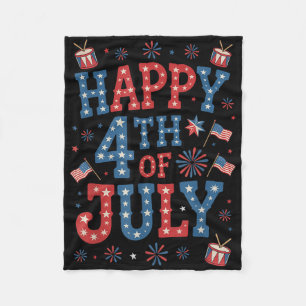 Fireworks Us Patriotic American Pride Happy 4th Of Fleece Blanket