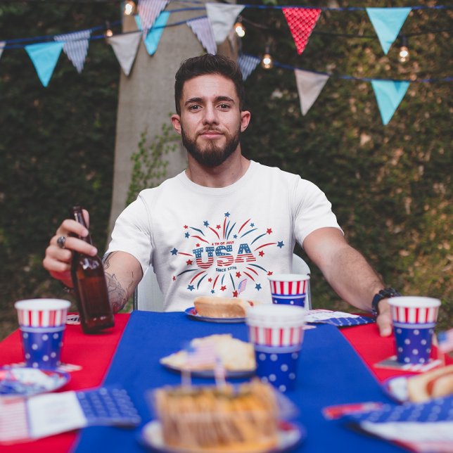 Fireworks USA Patriotic Red White Blue T-Shirt (Creator Uploaded)