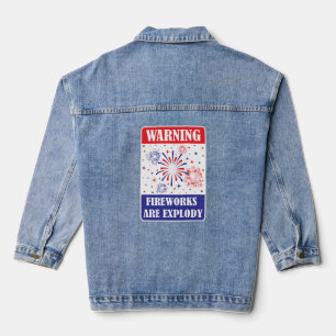 Fireworks Warning Sign Denim Jacket