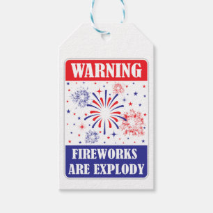 Fireworks Warning Sign Gift Tags