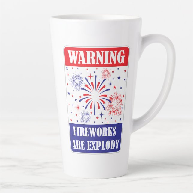 Fireworks Warning Sign Latte Mug (Right)