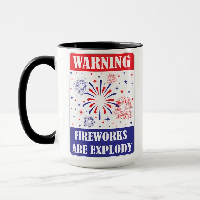 Fireworks Warning Sign Mug (Left)