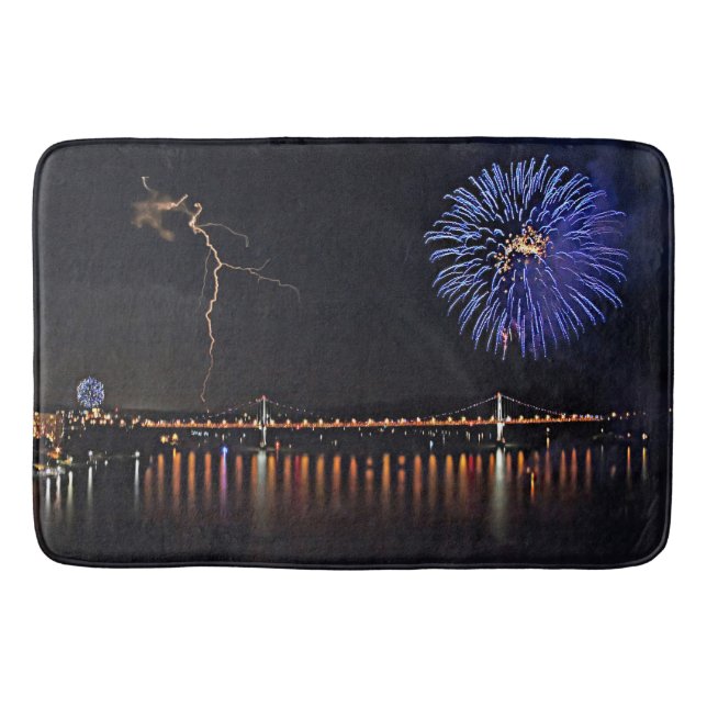Fireworks With Lightning Bath Mat (Front)