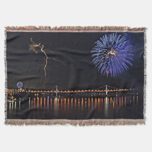 Fireworks With Lightning Throw Blanket