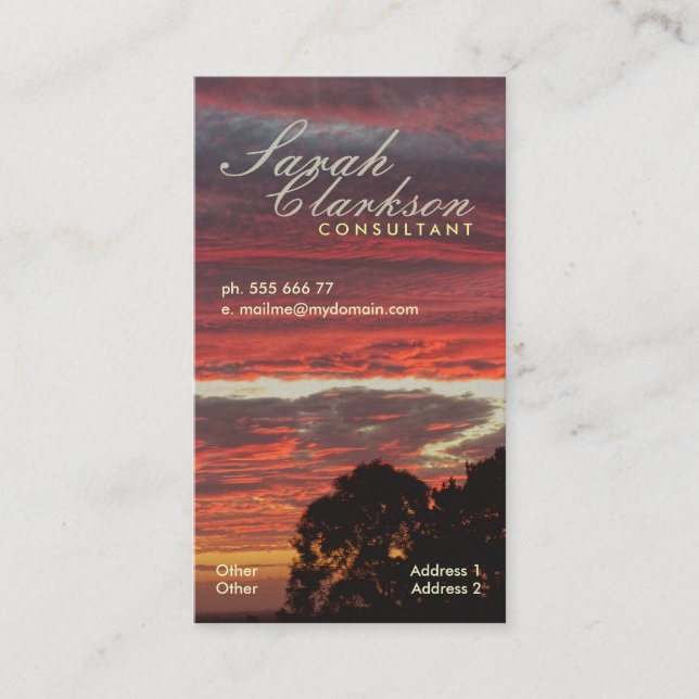 Firey Layers Skys Vertical Business Card (Front)