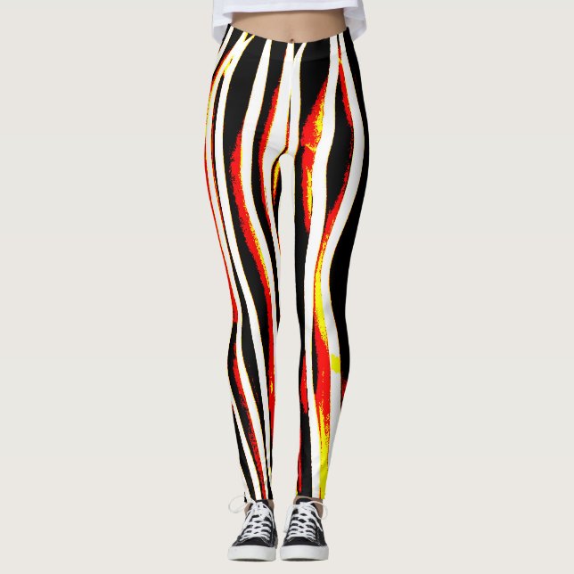 Firey Lightning Zebra Striped Leggings (Front)