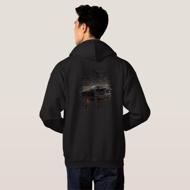 Firey Rain Drift Car Hoodie (Back Full)