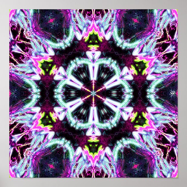 Firing alien brain v2 colourful patterns paredioli poster (Front)