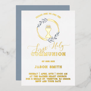 Firs Holy Communion Foil Invitation