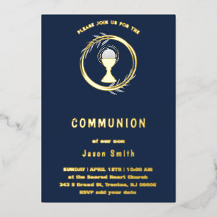 Firs Holy Communion Foil Invitation