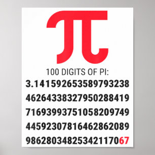 First 100 Digits Of Pi 67 Nerds Geeks Math Teacher Poster