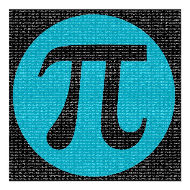 First 10,000 digits of Pi, blue on black Poster (Front)
