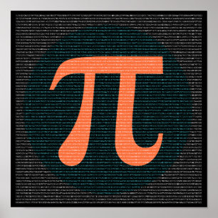 First 10,000 digits of Pi in blue and orange Poster