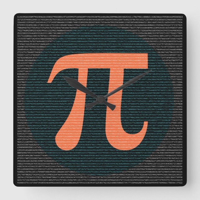 First 10,000 digits of Pi in blue and orange Square Wall Clock (Front)