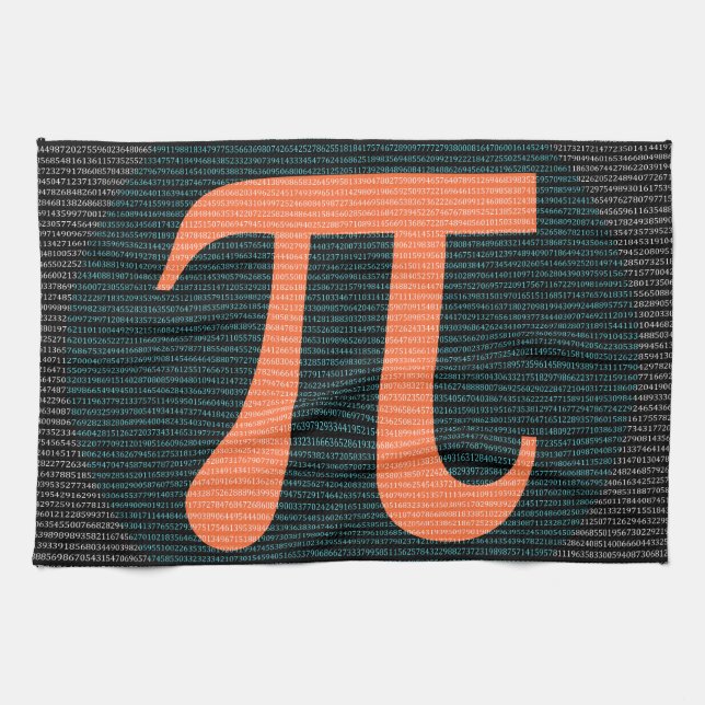 First 10,000 digits of Pi in blue and orange Tea Towel (Horizontal)
