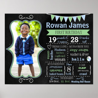 First 1st 2nd Birthday chalkboard sign boy