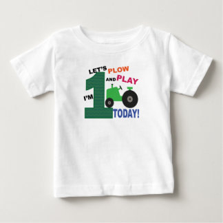 First 1st birthday- green tractor plow and play baby T-Shirt