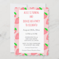 First 1st Birthday Strawberry Pink Baby Girl Cool