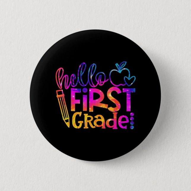 First 1st Grade Teacher First Day Back To School T 6 Cm Round Badge (Front)