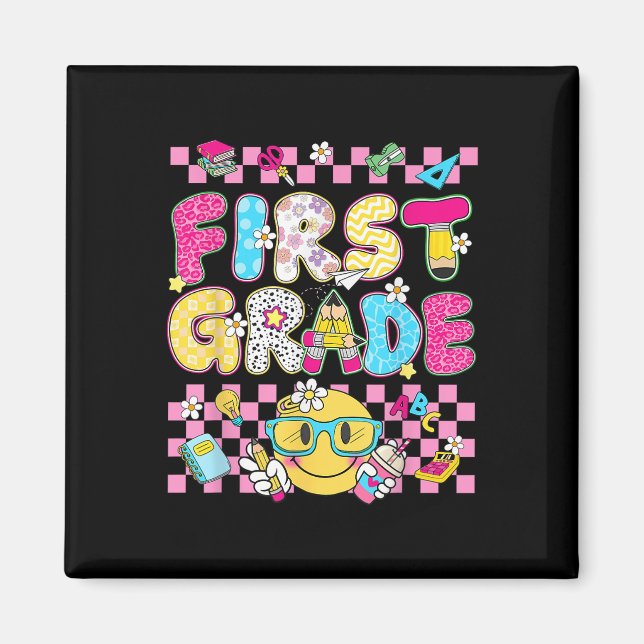First 1st Grade Teacher Kid Back To School Preppy  Magnet (Front)