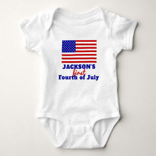 First 4th of July American Flag Personalised Baby Bodysuit