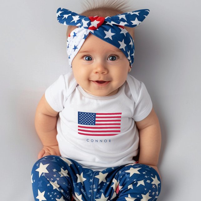 First 4th Of July American Flag Stars And Stripes Baby Bodysuit (First 4th Of July American Flag Stars And Stripes Baby Bodysuit)