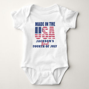 First 4th of July Made in the USA Personalised Baby Bodysuit