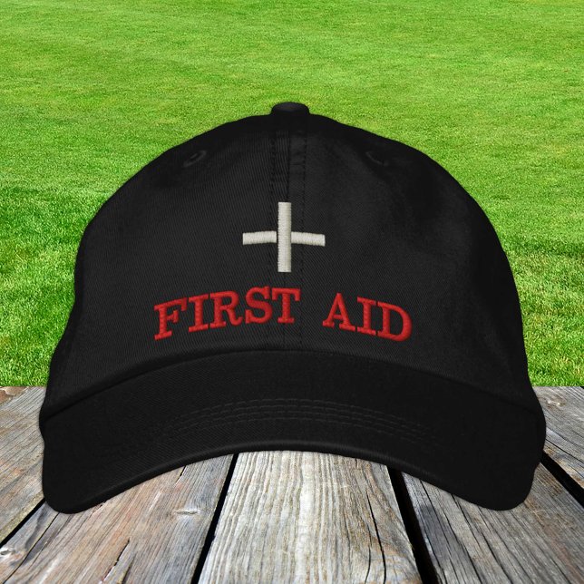 First Aid embroidered baseball cap Red / black (Creator Uploaded)