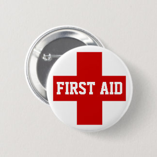 First Aid Emergency Customised White & Red Event 6 Cm Round Badge