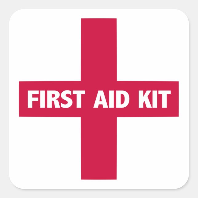 First Aid Kit Sign Square Sticker (Front)