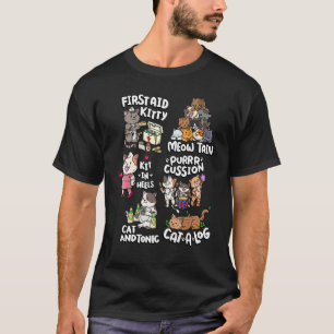 First Aid Kitty Meow Tain Cat-a-log Cat Word Puns T-Shirt
