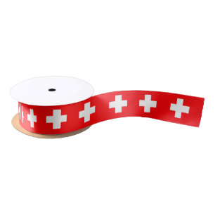 First Aid, Medic (cross), Help / Swiss Flag Satin Ribbon
