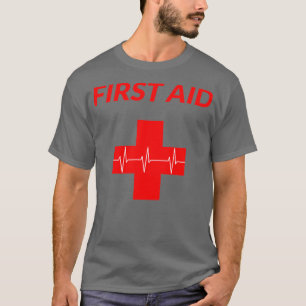 First Aid Red Heartbeat cross for quick help T-Shirt