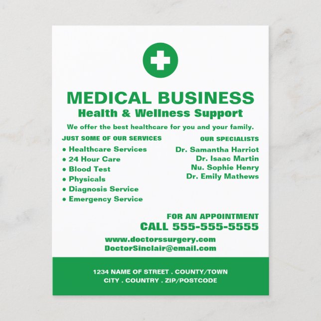 First Aid Symbol, General Practitioner, Nurse Flyer (Front)