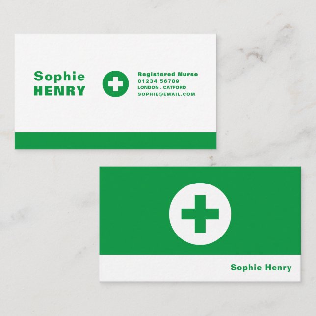 First Aid Symbol, Physician, Nurse, Medical Business Card (Front/Back)