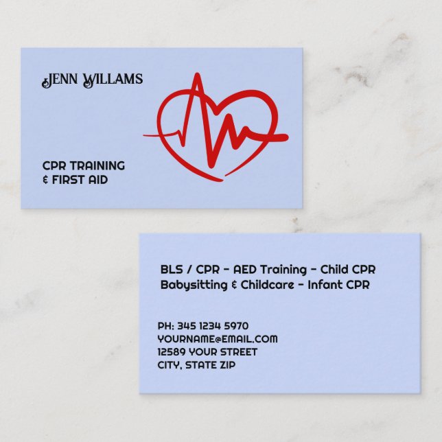 First Aid Trainer Calling Card (Front/Back)