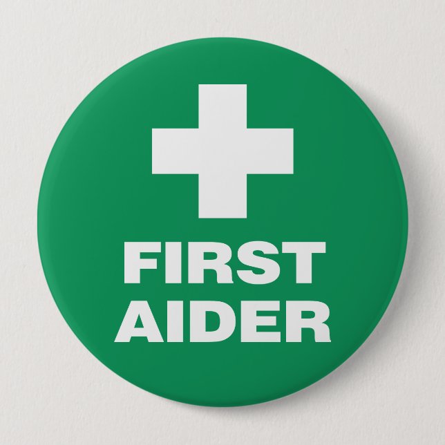 First Aider 10 Cm Round Badge (Front)