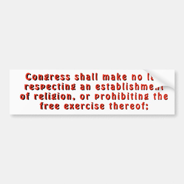 First Amendment Freedom of Religion Bumper Sticker (Front)