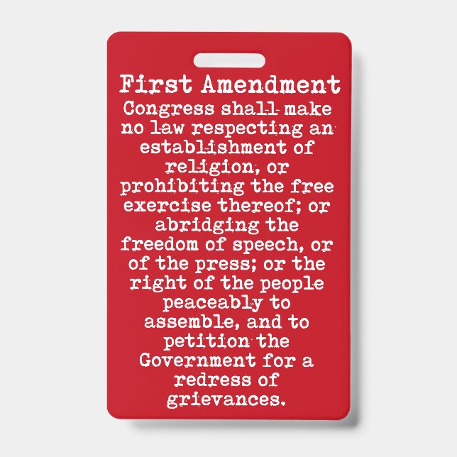 First Amendment Press Pass Badge ID Badge (Front)